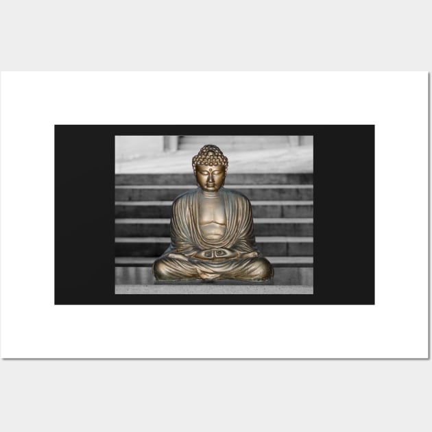 Golden Buddha at Korean Temple Wall Art by DebraCasey